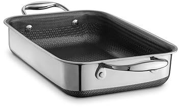 HexClad Hybrid-Bräter mit Rost 18x25 cm – Enten- & Gänsebräter | Edelstahl, antihaftbeschichtet, ofenfest bis 480°C, für Induktion & Backofen, mit Rost, auch zum Grillen