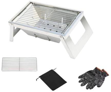 MotiveTech Portable Folding Ember-Fired Grill Foldable Folding Ember-Fired Instant Setup Compact Barbecue Rack for Campers, Picnic, Backyard, M, Simple