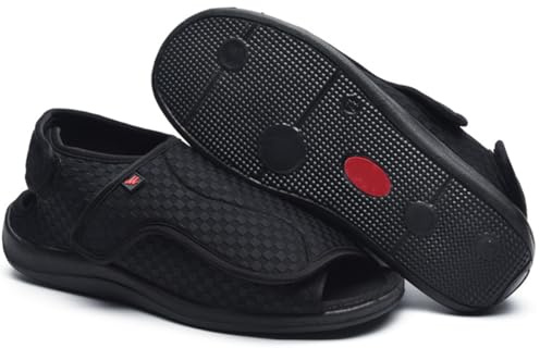 Wizeny Scarpe Diabetiche Donna Leggero Ortopedica Pantofole Regolabili Scarpe da Riabilitazione da Passeggio Traspirante Extra Larghe,Nero,35.5 EU