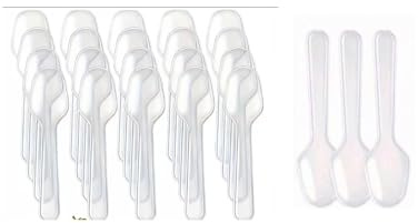 100 Reusable Clear Plastic Dessert Spoons for Desserts, Mousses, Yogurt, Jelly & Ice Cream