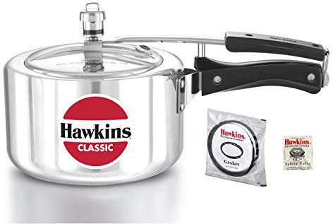 3 Litre Wide Hawkins Classic Aluminium Pressure Cooker -Stovetop Pressure Cooker