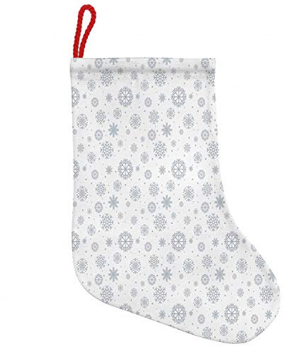 ABAKUHAUS Winter Hängende Nikolausstiefel Weihnachtssocken, Aufwändige Schneeflockemotiven, Weihnachtsstrumpf zum Aufhängen, 25x35cm, Grau weiß