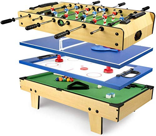 Leomark Multigame Mobile Spieltisch ~ 4 in 1 ~ Tischfußball Billard Hockey Tischtennis 4in1, Multiplayer