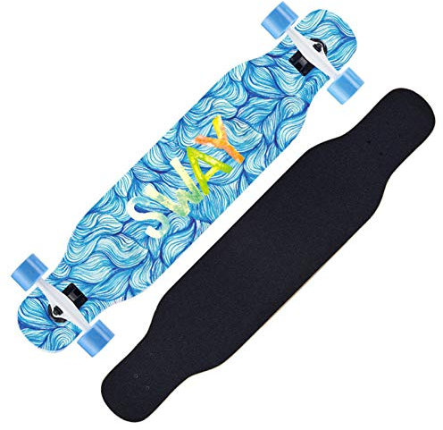 NENGGE Longboard Skateboard, 7-lagigem Ahornholz Cruiser komplettes Board, Dance Skate Board Tanzen Longboard Outdoor Freeride für Jugendliche Erwachsene Kinder Anfänger Jungen Mädchen,F