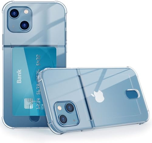 WILLIZTER Ultra Slim Phonecase with Cardholder Compatible with iPhone 15 6.2 Inch Transparent Clear Protective Shockproof Shock Absorbing Phonecover Thin Wallet case cover