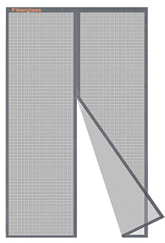 Risareyi Magnet Fliegengitter Balkontür Ohne Bohren 85x210cm, Grau Verstärkt Fiberglas Fliegengitter Tür Magnet Moskitonetz Tür Insektenschutz Balkontür für Haustür Terrassentür