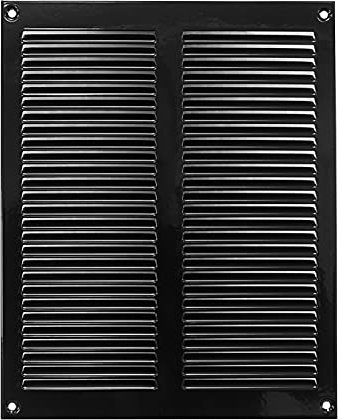 200x250mm Rejilla de Ventilación de Acero Negro con Mosquitera - Rejillas de Ventilación Metálicas