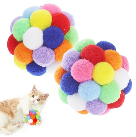 Vebetter Pelotas De Juguete para Gatos, 9 Piezas Pelotas Grandes De Juguete para Gatos, 4.5 CM, Suaves Pompones para Gatitos, Bolas Peludas, Juguete Interactivo, Juguete De Juego.
