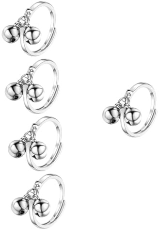 LIFKOME 5pezzi Anello Aperto Regolabile Per Donne Con Campanella Pendente Design Unico e Creativo Adatto Per Feste e Uso Quotidiano Materiale Resistente e Duraturo Per Aggiungere Stile e