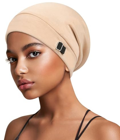 Kiiwah Satin Bonnet Schlafmütze Unisex Seide Seidenmütze Schlafhaube zum Schlafen, Slouch Satin Lined Beanie Lockenhaube Verstellbar Haube Schlafkappe für Damen und Herren