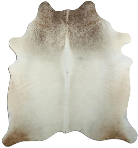 Livorio K346 Tapis en peau de vache - 210 x 195 cm - Beige/marron - Produit naturel unique en provenance d'Amérique du Sud - Peau de vache véritable - Champagne clair