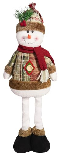 Figurine de Bonhomme de Neige de Noël - Pieds télescopiques Extensibles, décoration de en Peluche, Affichage saisonnier d'intérieur | Figurine de Bonhomme de Neige pour cheminée, Table