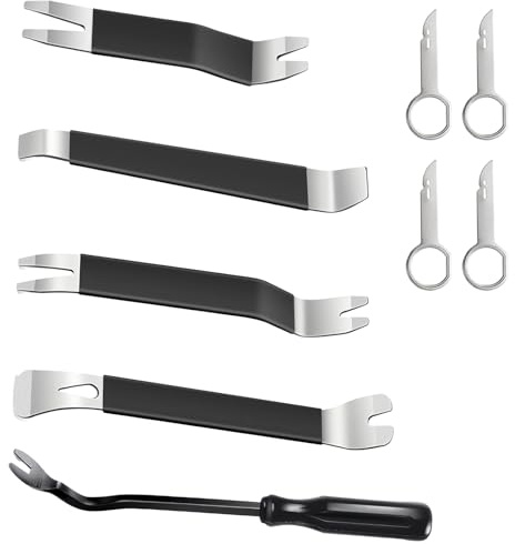 SRJQXH 5 Pièces Outil Demontage Garniture Voiture, Dont 4 Clé Extraction Autoradio, Antidérapants Outils de Démontage, pour Retirer Les Autoradios et Les Panneaux Intérieurs de Voiture