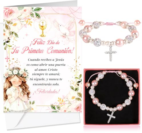 HOWAF Cartolina Prima Comunione per Ragazze - Biglietto di Auguri & Regali di Prima Comunione
