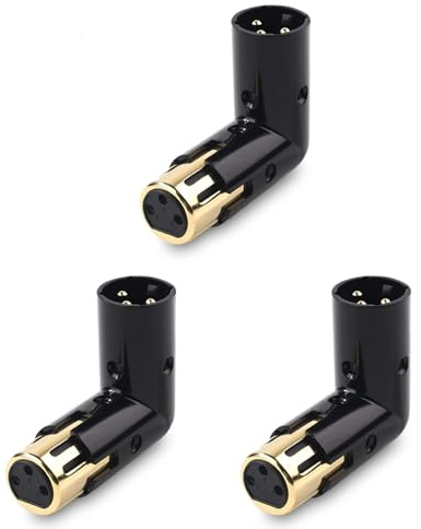 Tumintu 3 Adaptateur d'angle XLR 3 Broches Réglable Mâle à Adaptateur XLR à Angle Droit Adaptateur XLR à 90 Degrés