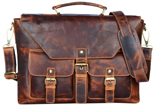 STILORD 'Janus' Herren Umhängetasche Schultertasche Leder Vintage Businesstasche für DIN A4 Dokumente 13,3 Zoll Laptops MacBooks große Handtasche aus echtem Leder