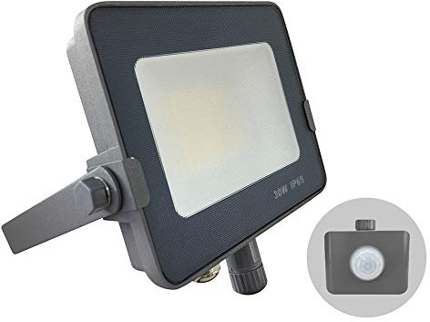 G.W.S® Infinity 30W 2700-3000Lms, Grey Casing Outdoor IP65 Waterproof LED Floodlight with PIR Motion Sensor, Energy Saving Security Light, Tri-Colour (3000K/4000K/6000K)