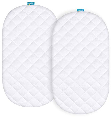 Waterproof Quilted Bassinet Mattress Pad Cover for Moses Basket, 2 Pack