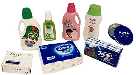 tanner DER KLEINE KAUFMANN TANNER Deco - Baby Pflege Set, mit Creme / Shampoo / Waschmittel uvm., lebensmittelechtes Design, 0408.3