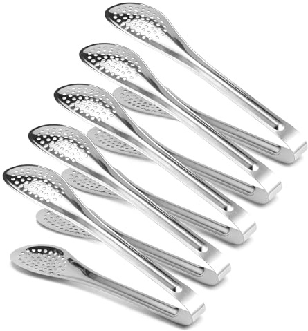 Servierzange Edelstahl, Premium Küchen Food Tongs mit Netzdesign für Salate, Brote und Gegrilltes, 22,5 x 1,8 x 4,7 cm, 5 Stück für Party, Buffet und Restaurant