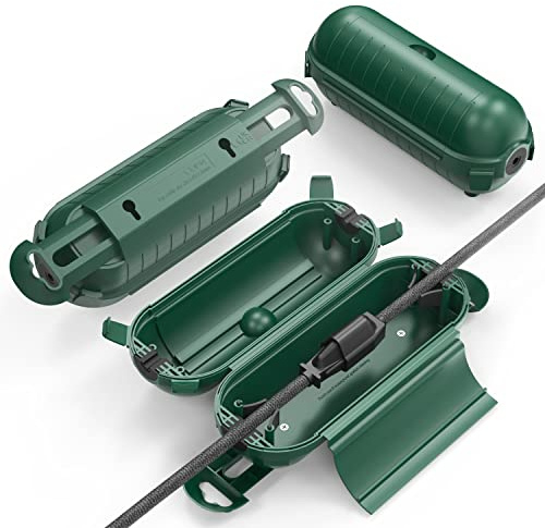 Garnen - Wasserdichtes Outdoor-Gehäuse (IP44) zur Sicherung von Verlängerungsverbindungen, wetterfeste Schutzbox für Kabelverlängerung | Perfekt für Outdoor, Dekoration, Gartenarbeit usw. | 2er-Set