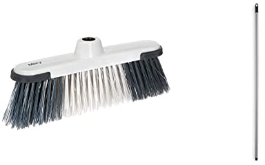 Mery 0731.01 Escoba antigolpes, Gris/Negro, 28.5x7.5x19.5 cm & 0531.22 Palo metálico plastificado, Metal, Gris, 2x2x140 cm