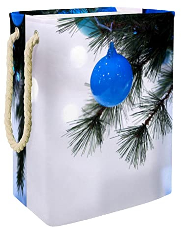Wäschekorb mit Weihnachtsbaumkugeln, dekorierbar, groß, personalisierbar, mit Griffen, zur Aufbewahrung von Kleidung im Schlafzimmer, Badezimmer, Wohnheim