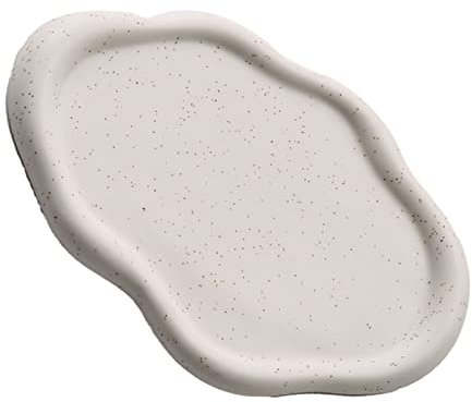 Piatto per Gioielli, Elegante e Moderno Vassoio Portaoggetti per Gioielli in Ceramica per la Casa (Bianco ovale)
