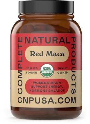 Organic Red Maca Root Capsules 800mg - Gelatinized Red Maca Powder Supplement, Plant Based Vegetarian Pills, Non GMO Clean Formula, 100 Count Glass Bottle, Made in USA Certified Organic Supplement