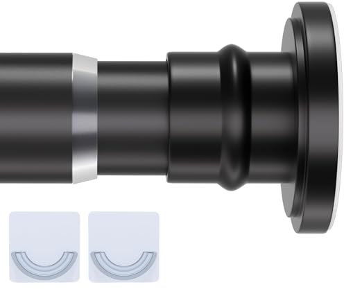 XIQIYY Kleine Spannstange, 40,6 - 71,1 cm, schwarze Duschvorhangstange, strapazierfähig, Feder, kurze Spannung, Gardinenstange, ohne Bohren, verstellbare Duschstange für Schrank