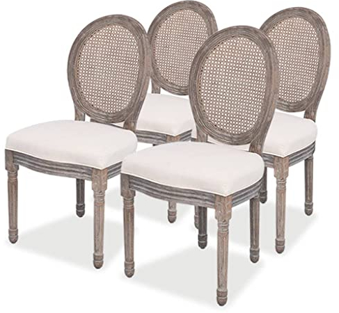 THOYTOUI Esszimmerstühle 4 STK. Esstisch stühle Essstühle Schminkstuhl Arbeitsstuhl Geeignet für Speisesaal Küche Atelier Bar Creme Stoff