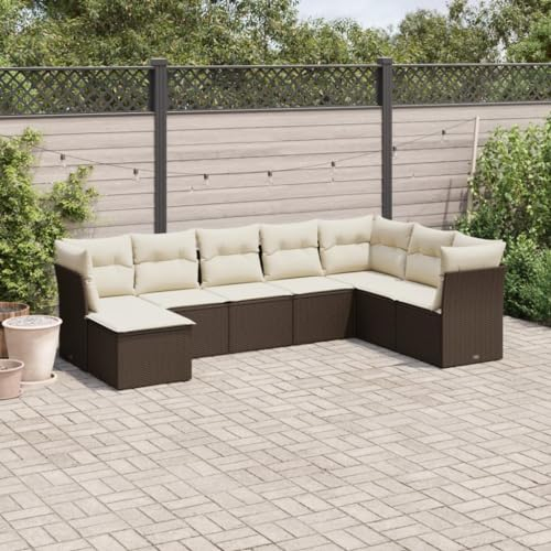 Rantry 8-TLG. Garten-Sofagarnitur mit Kissen Braun Poly Rattan Gartenmöbel Model3218053