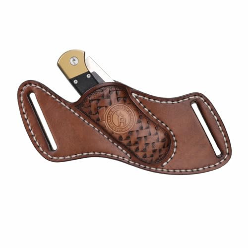 Tourbon Étui en cuir pour couteau de poche pour ceinture EDC, étui à outils fait à la main, cadeau pour homme