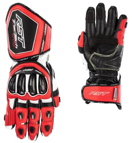MOTORCYCLE TRACTECH EVO 4 CE MENS GLOVE Motorbike Motocross Quad ATV Moto GP On-Road Track Sports Racing Touring Armour Gloves (Red/White/Black,08)