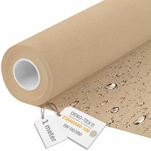 DreamRoots Tela Impermeable por metros Imitación Lino 600D, 220g/m², 160 cm de Ancho, toldo exterior para Tapicería y Toldos Desert sand 1M