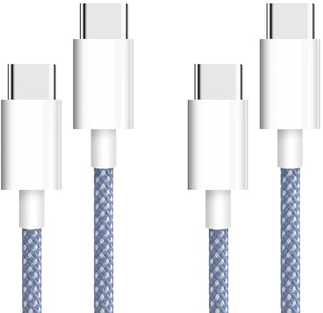 YISH USB-C Cavo di Ricarica Rapida 60W [2x1M] - Cavo Tipo C in Nylon Compatibile con iPhone 16 15 Pro Max, Samsung S24 S23, iPad Pro, MacBook Air