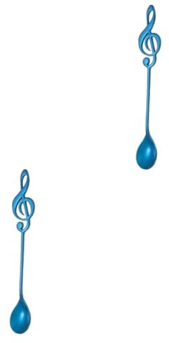 Amosfun 2pcs Titanium-Coated Stainless Steel Musical Note Spoons Long Handle Dessert Scoops Coffee Accessories for Lovers