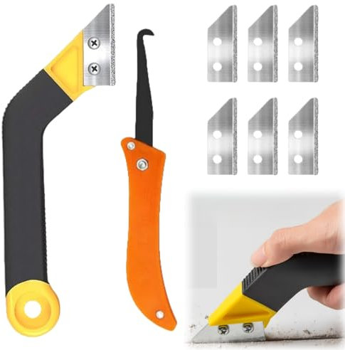 9 Stück Fliesenfugenkratzer, Fugenentferner mit 7 Stück Ersatzklingen, Fugenkratzer zum Entfernen von Fugen für Küche, Bad und Wandfliesenreinigung