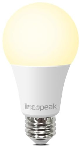 inaepeak E27 WiFi Smart Bulb, Dimmable Soft Warm White Light Bulb, 9W Screw in LED Light Bulb, Timer Function, Work with Alexa and Google Home, Smart Life App Control (2.4GHz Only)