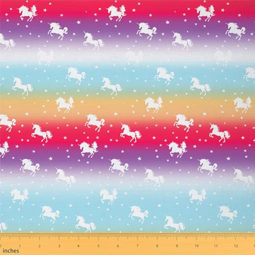 Homemissing Einhorn Stoff Meterware für Stühle Jungen Mädchen Regenbogen Patchwork Stoffe für Kinder Traumhaft Pferd Stoff 92x150cm Multiple Polsterstoff