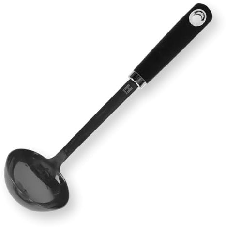 HENSSLERS® Suppenkelle Edelstahl [MIT SCHWARZER TITANBESCHICHTUNG] - Schöpflöffel - Schöpfkelle - Kelle Küche zur Portionierung von Suppen, Eintöpfe oder Soßen - Suppenkelle Edelstahl Groß
