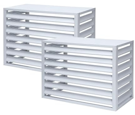 Lot de 2 Panneaux de clôture pour climatiseur, Protection extérieure Contre Le vol, en Alliage d'aluminium, 4 Panneaux, pour Ranger Le Jardin, Protection Contre la Pluie et Le Soleil (Blanc,
