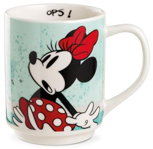 Egan Tazza impilabile Minnie Mouse, 350 ml, in porcellana, collezione Minnie I Am, design blu, adatta al microonde e alla lavastoviglie, per gli amanti del caffè e del tè (turchese)