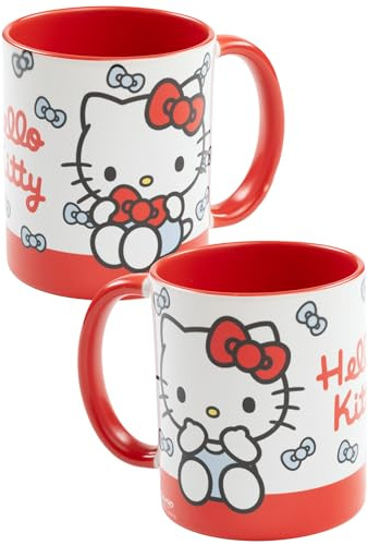 Hello Kitty Tasse à café en céramique avec nœud Rouge/blanc 320 ml