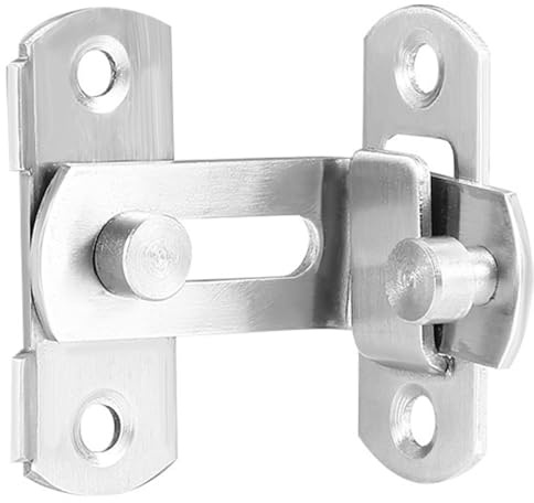 Sliding Door Latch 70mm 90 Degree Stainless Steel Silver | Flip Gate Bolt Lock; For Barn Door Shed Bathroom Cabinet; Left Or Right Fitting