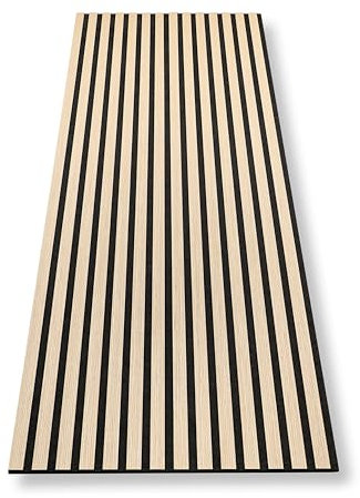 HAGEFOL Lot de 2 panneaux acoustiques autocollants - 240 x 56 cm - Couleur : chêne - Aspect bois - Décoration murale - 3D - Panneau d'insonorisation en placage de bois sur feutre acoustique (240 x 28