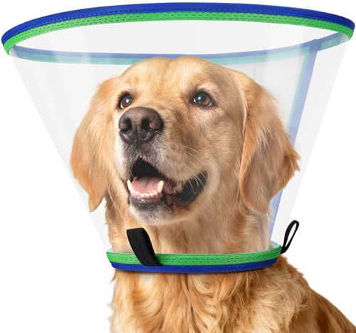 Mjuk Hundkrage, Genomskinlig Plastskyddskrage för Hund, Justerbar och Andningsbar Skyddskrage, Elisabetansk Krage för Husdjur (Size 1, Blå)