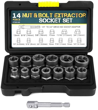 Bixury 14 Piezas Juego de Extractor de Tuercas Extractores de Tuercas en Espiral Extractor de Tuercas Dañados & Extraer Tornillos para Quitar Piezas Dañadas y Oxidadas 6,35-19mm