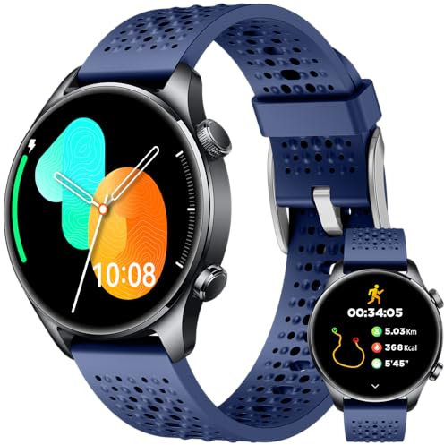 Smartwatch Herren mit GPS 30m Wasserdicht, Laufuhr für Android und iOS Blau