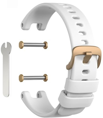 Armband kompatibel mit Garmin Lily, weiches Silikon, Ersatz-Uhrenarmbänder mit 2 Schrauben und Schraubenschlüssel-Entfernungswerkzeugen, passend für Garmin Lily, Damen-Smartwatch-Zubehör (WH)